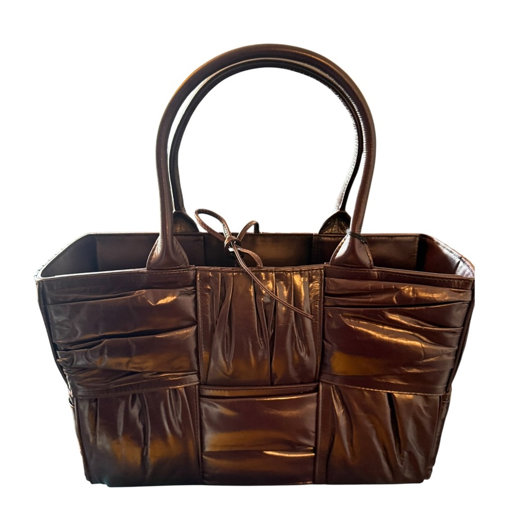 *SOLD* Bottega Veneta Leather Foulard Intrecciato Pleated Small Arco Tote